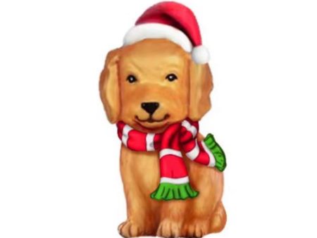 Alpine Golden Retriever Dog w Santa Hat and LED lights 24 in. Blow Mold Supply