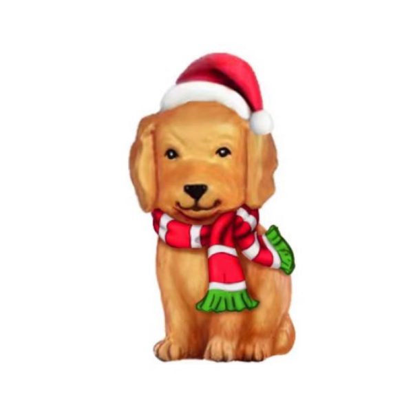 Alpine Golden Retriever Dog w Santa Hat and LED lights 24 in. Blow Mold Supply