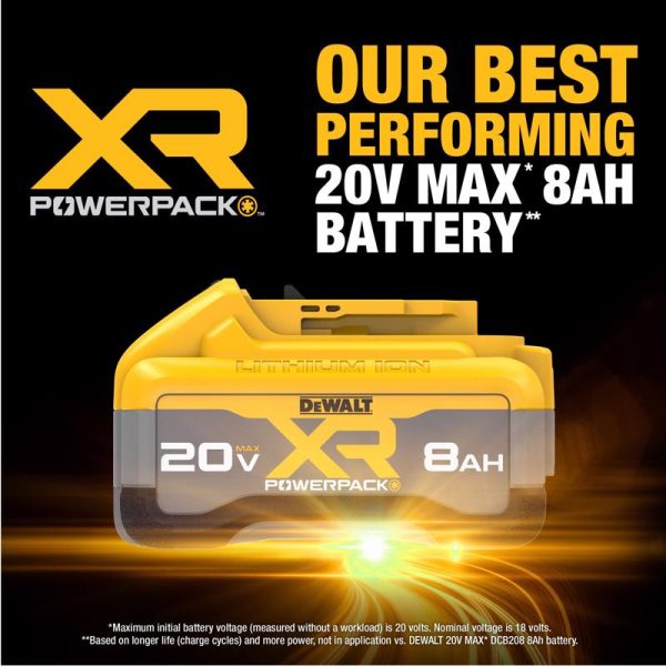 DeWalt 20V MAX XR Powerpack DCB2108-2 8 Ah Lithium-Ion Battery 2 pc For Sale