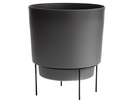 Bloem Hopson 12 in. H X 10 in. D Metal Plastic Planter Charcoal Cheap