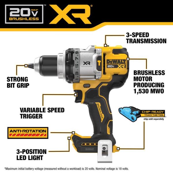 DeWalt 20V MAX XR 1 2 in. Brushless Cordless Hammer Drill Kit (Battery & Charger) Supply