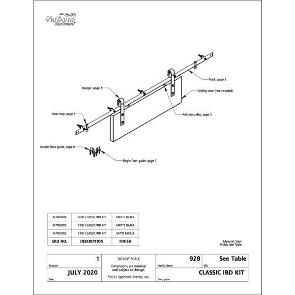 National Hardware Satin Nickel Silver Steel Barn Door Hanger Kit 1 pc Online now