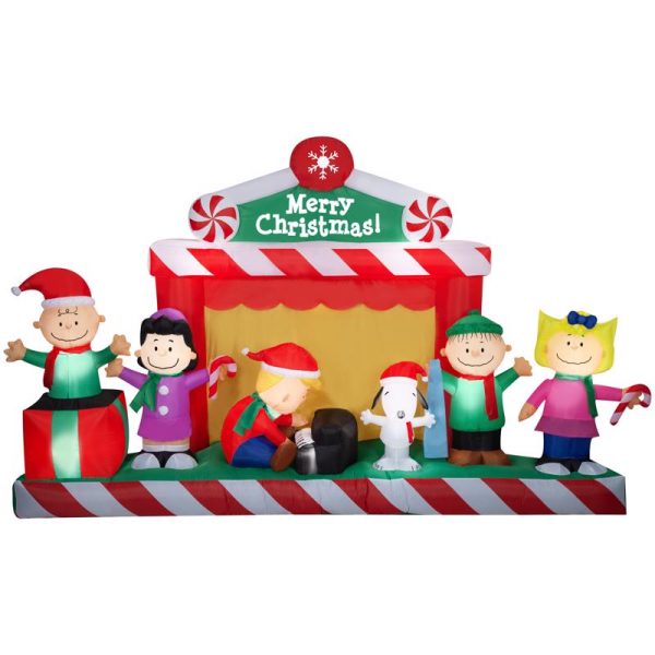 Gemmy Giant Christmas Inflatable Peanuts Gang Christmas Stage Scene 86 in. Inflatable Fashion