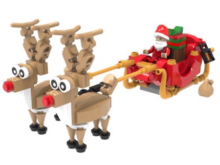 NovaBrix Santa Sleigh & Reindeer  Block Set ABS Plastic White Red Black 210 pc Online Sale