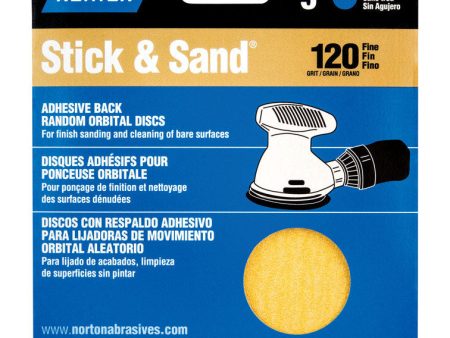 Norton Stick & Sand 5 in. Aluminum Oxide Adhesive A290 Sanding Disc 120 Grit Medium 5 pk For Cheap