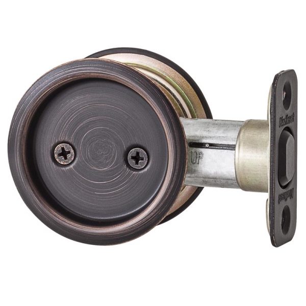 Kwikset Oil Rubbed Bronze Metal Indoor Round Pocket Door Lock Online now