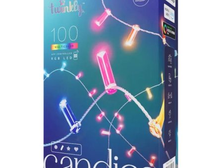 Twinkly Candies Candle LED Multicolored 100 ct String Light String 9.8 ft. For Sale