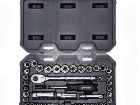 Crescent 1 4 and 3 8 in. drive Metric and SAE 6 and 12 Point Socket Wrench Set 50 pc Online Hot Sale