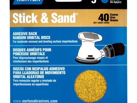 Norton Stick & Sand 5 in. Aluminum Oxide Adhesive A250 A290 H290 Sanding Disc 40 Grit Extra Coarse 4 For Cheap