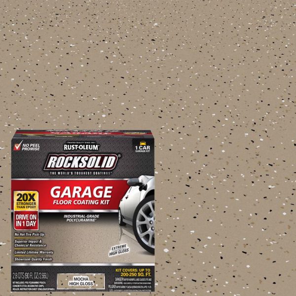 Rust-Oleum RockSolid Mocha Epoxy Garage Floor Coating Kit 76 oz For Sale