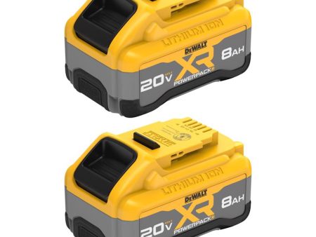 DeWalt 20V MAX XR Powerpack DCB2108-2 8 Ah Lithium-Ion Battery 2 pc For Sale