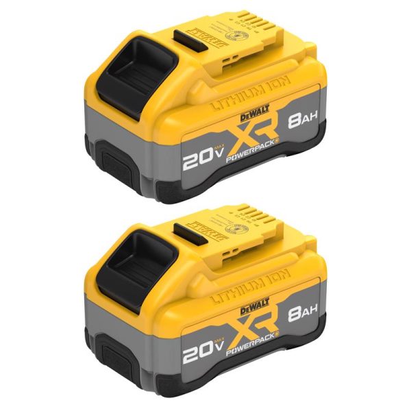 DeWalt 20V MAX XR Powerpack DCB2108-2 8 Ah Lithium-Ion Battery 2 pc For Sale