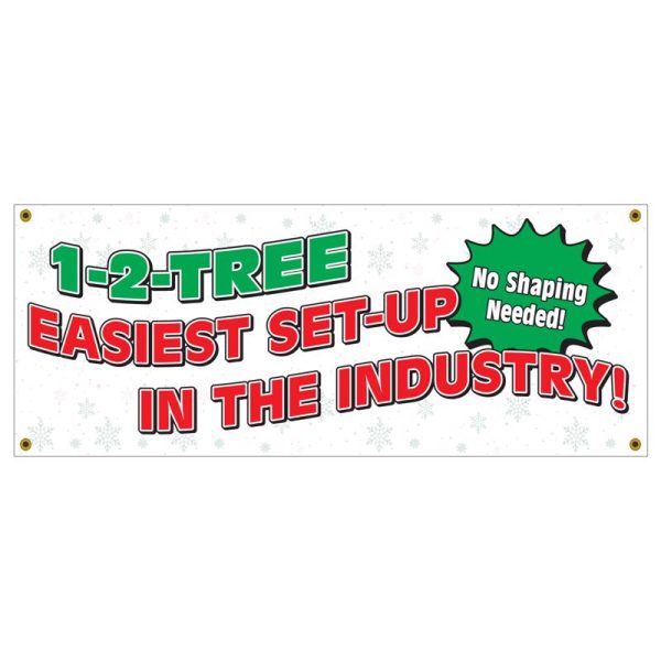 Holiday Bright Lights 1-2 Tree Vinyl 5 x2  Store Banner 1 pk For Sale